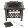 Nature Spring Nature Spring Woven Metal Square Fire Pit and Wood Burning Set | 26 inches with Cover and Log Poker 470821ABN
